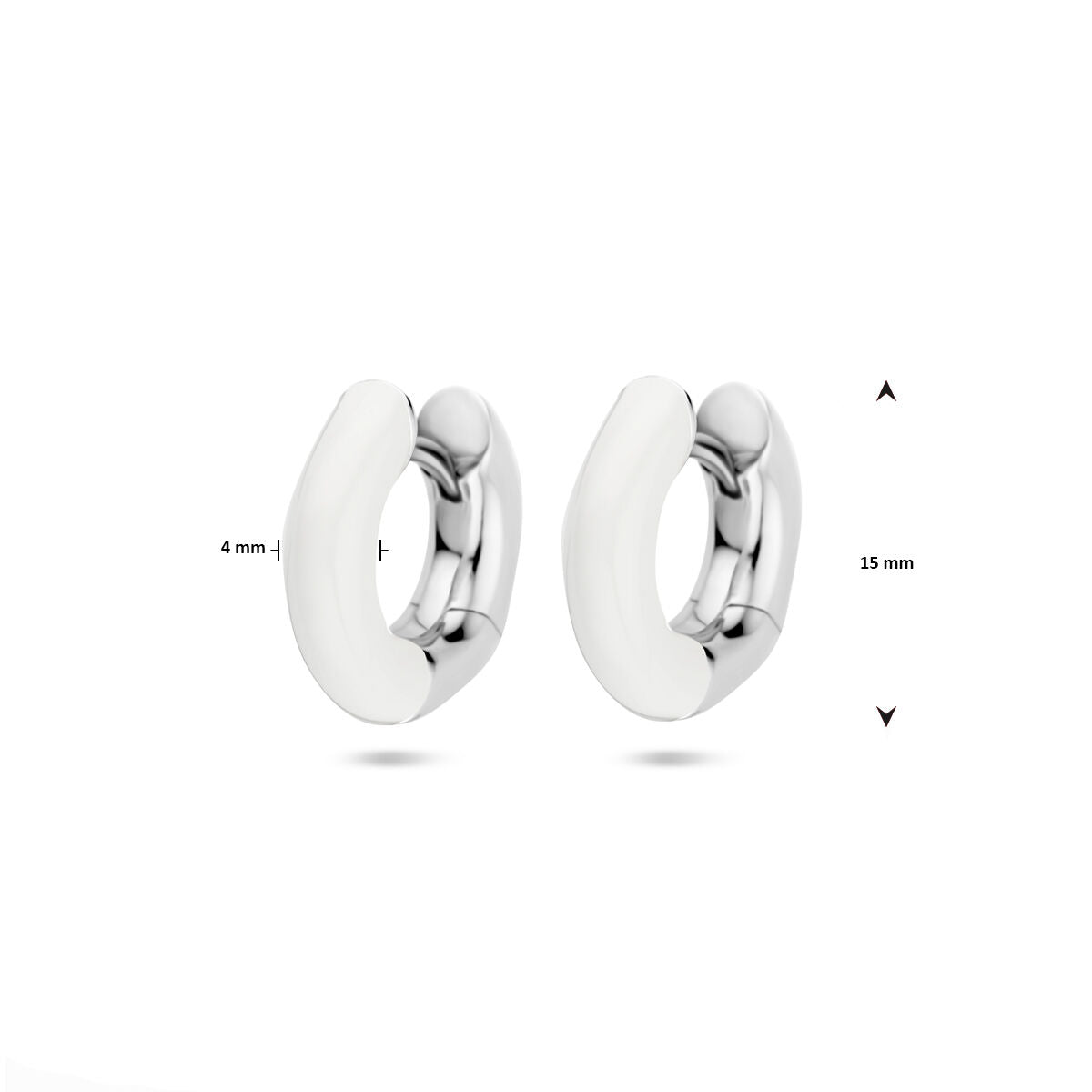 créoles blanc émaillé 4 mm argent rhodié