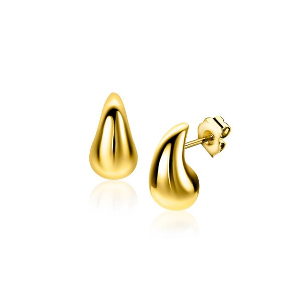 Boucles d'oreilles en argent doré en forme de goutte, finition lisse et brillante.