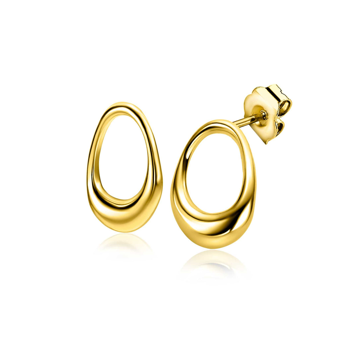 Boucles d'oreilles en argent avec une forme ovale et une finition brillante.