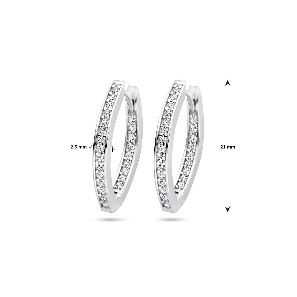 créoles zircone 21 mm argent rhodié