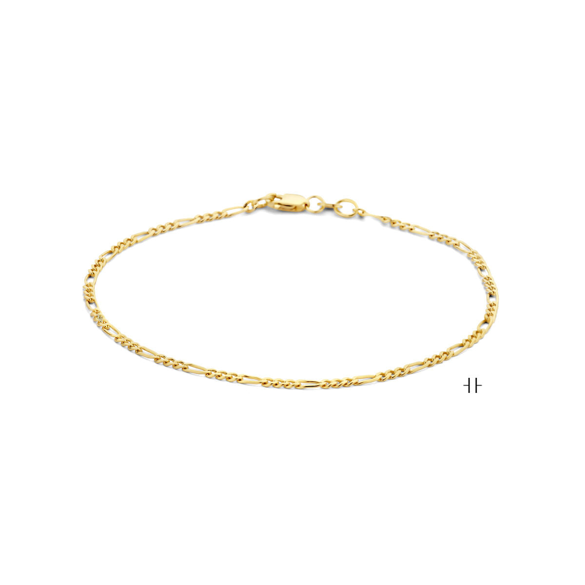 Bracelet en or jaune 14K avec maillons figaro de 1,8 mm.
