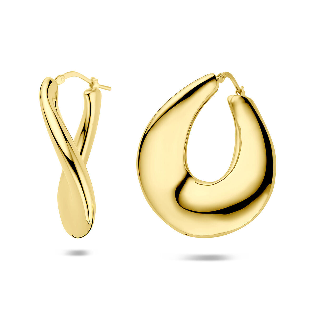 Boucles d'oreilles en argent doré de 37,5 mm, avec une forme élégante et moderne.