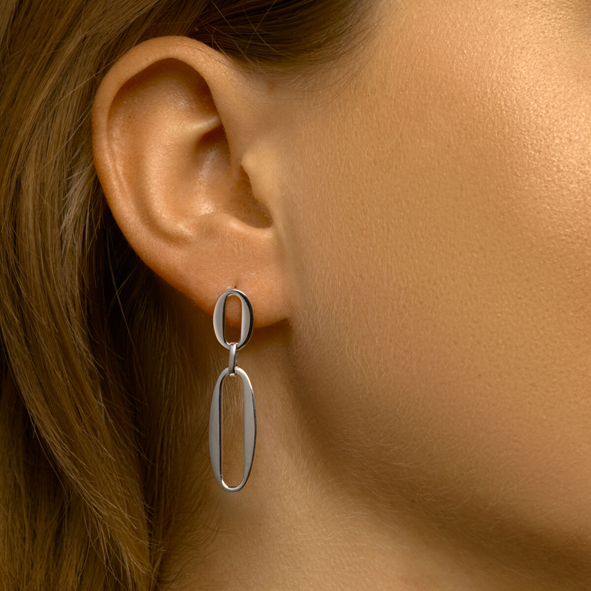 boucles d'oreilles paperclip argent rhodié