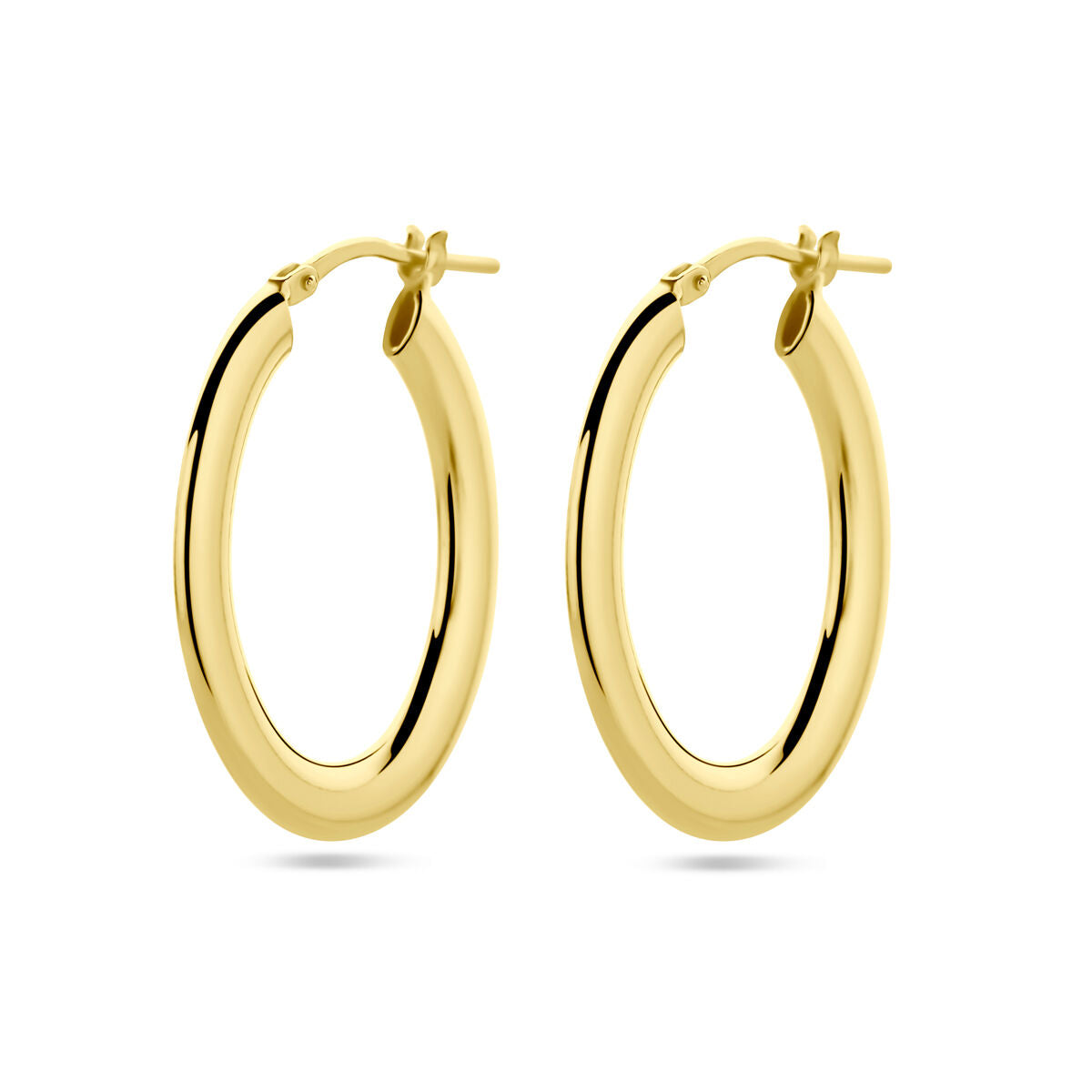 Boucles d'oreilles en argent doré, de forme ronde et lisse, finition brillante.