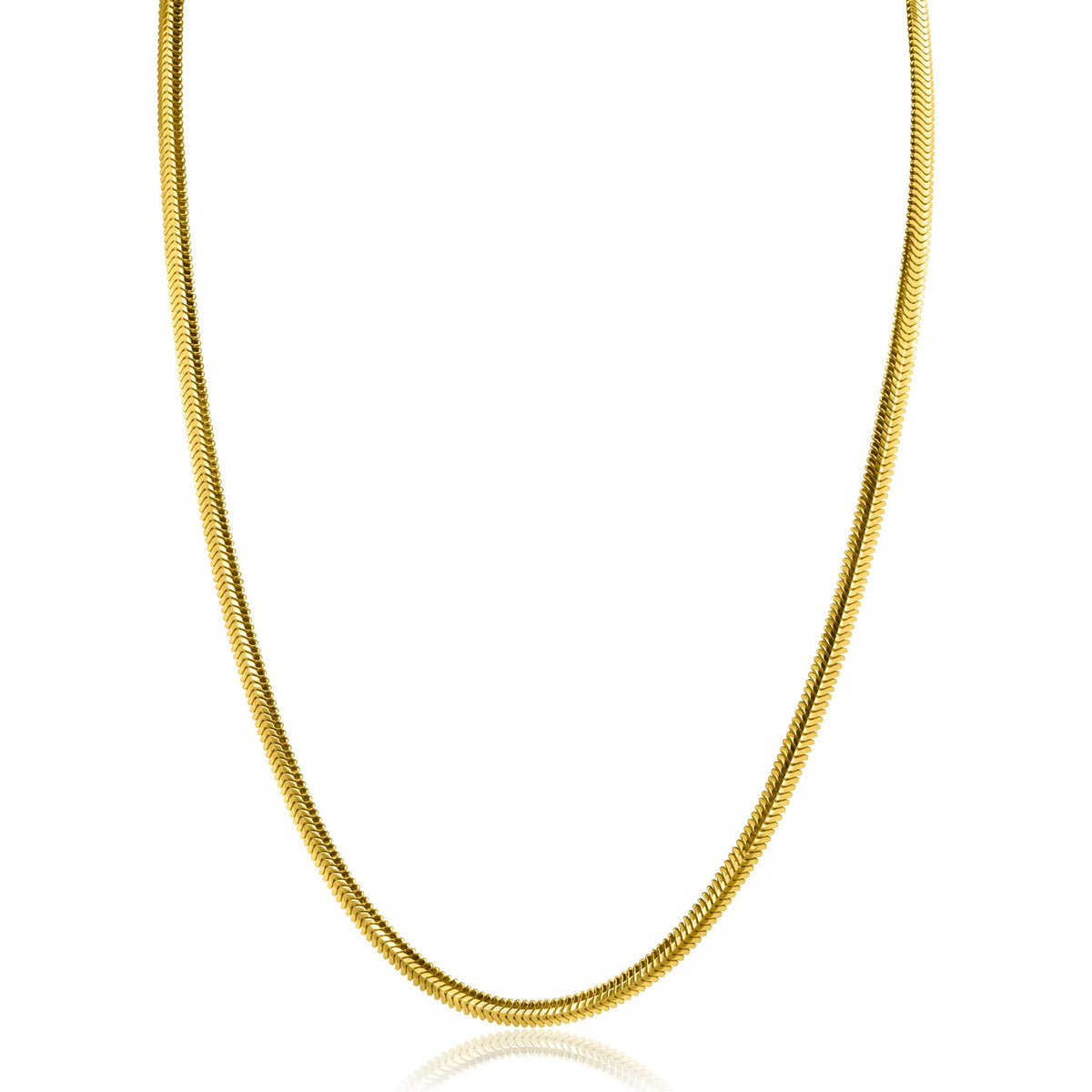 collier doré en mailles serpent, finition brillante et lisse