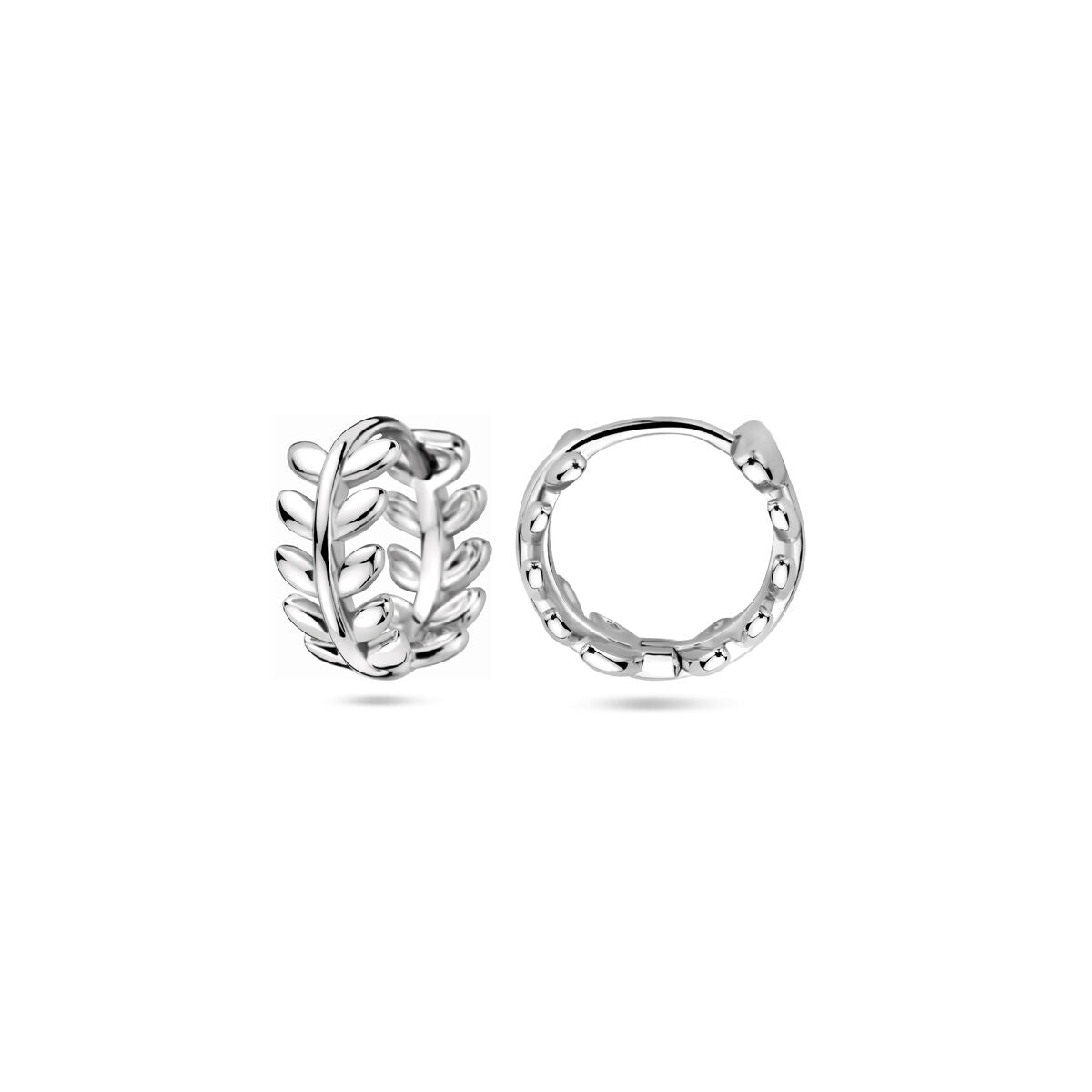 créoles feuilles 12 mm argent rhodié