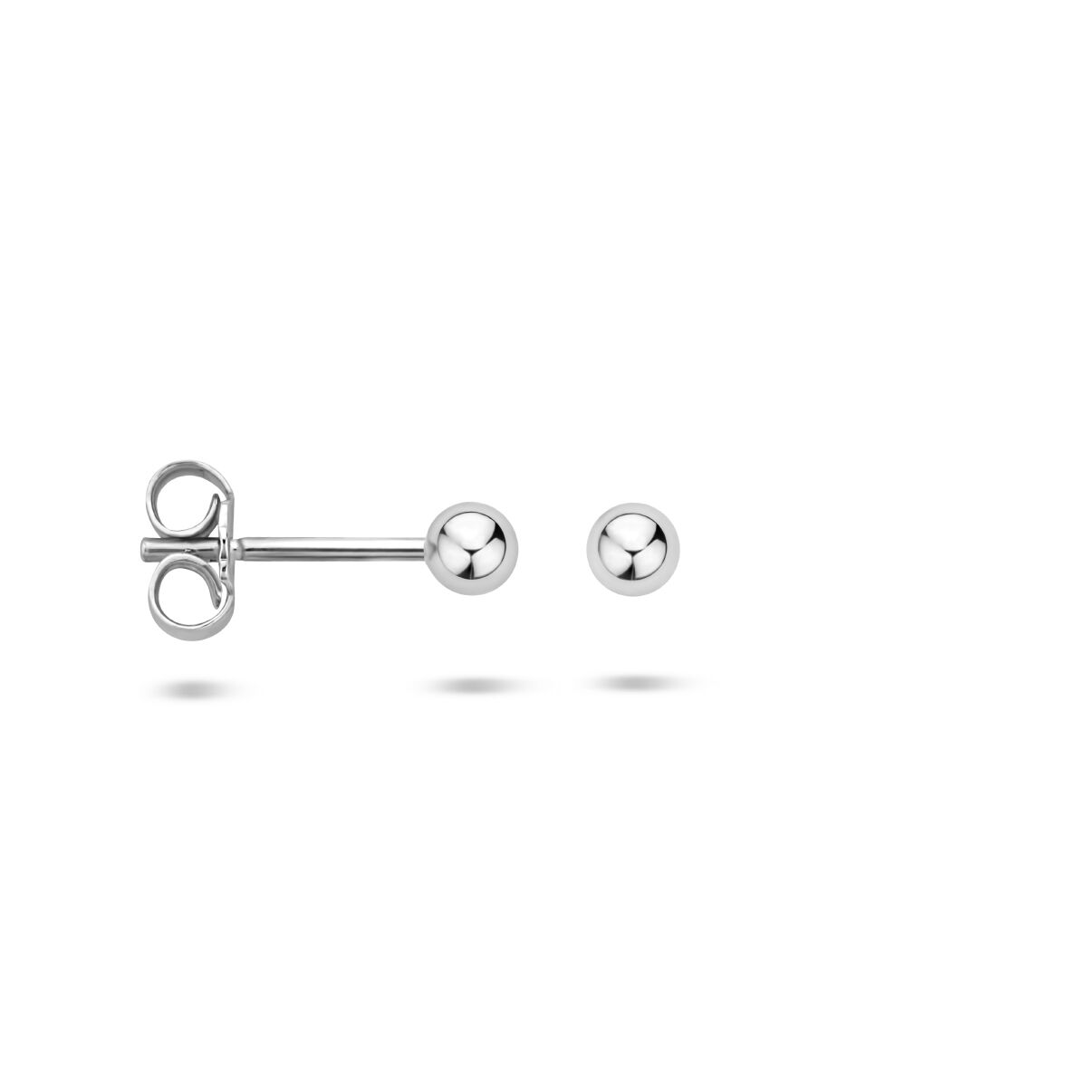 puces d'oreilles boule argent rhodié