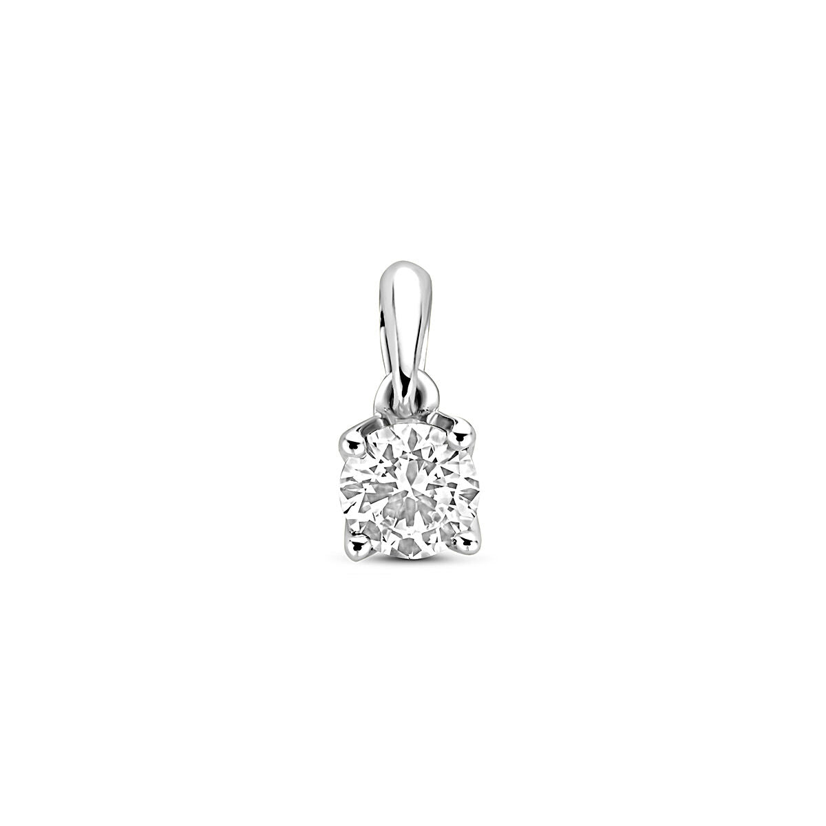 pendentif en or blanc 14K avec diamant lab grown de 0,25 ct, taille 9,5 mm.