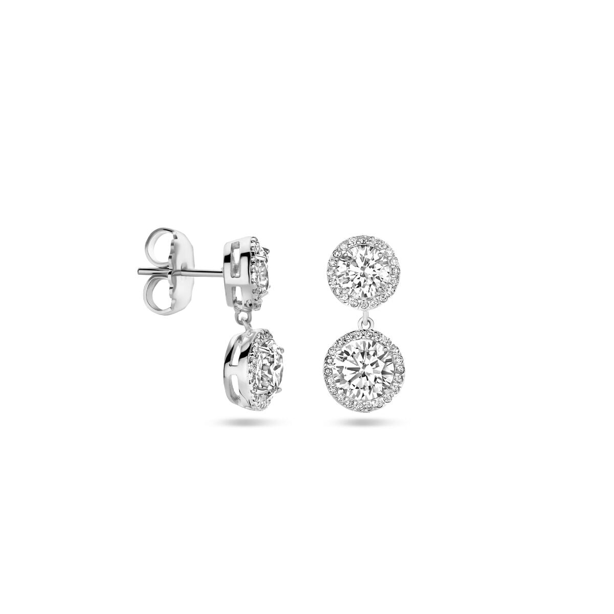 boucles d'oreilles zircone 20 mm argent rhodié
