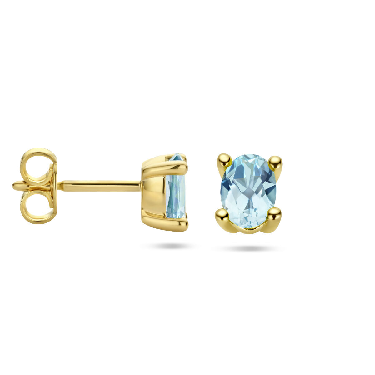 puces d'oreilles topaze bleue 14K or jaune