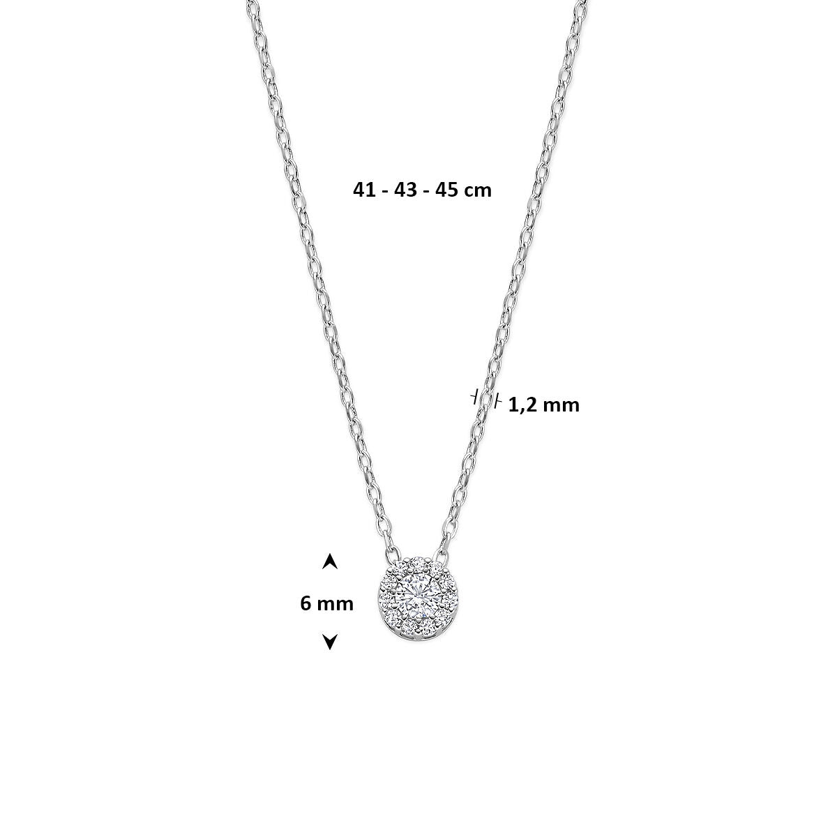 Collier pour femme en argent rhodié avec zircone en sertissage entourage