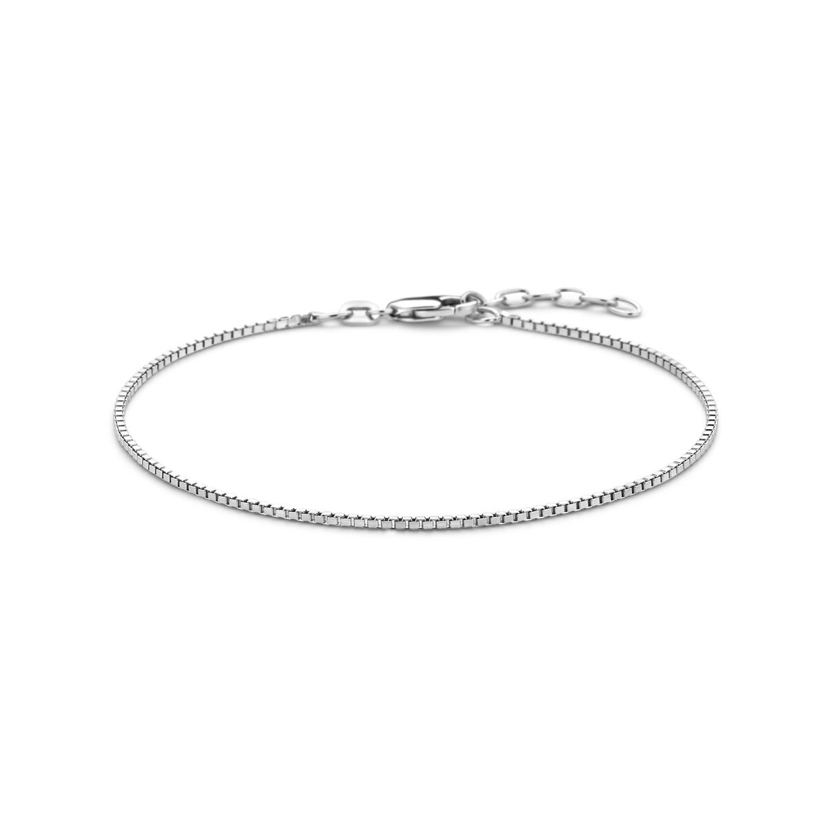 Bracelet en argent rhodié de style vénitien de 1,3 mm avec fermoir.