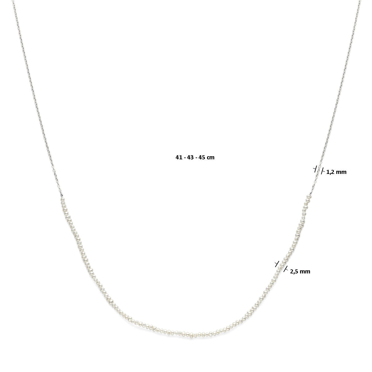 collier perles 41 - 45 cm argent rhodié