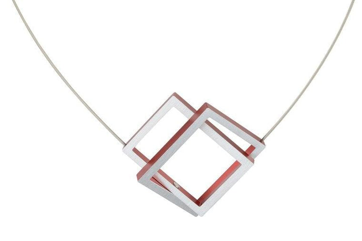 Collier Twee rechthoeken in elkaar Rood C30R