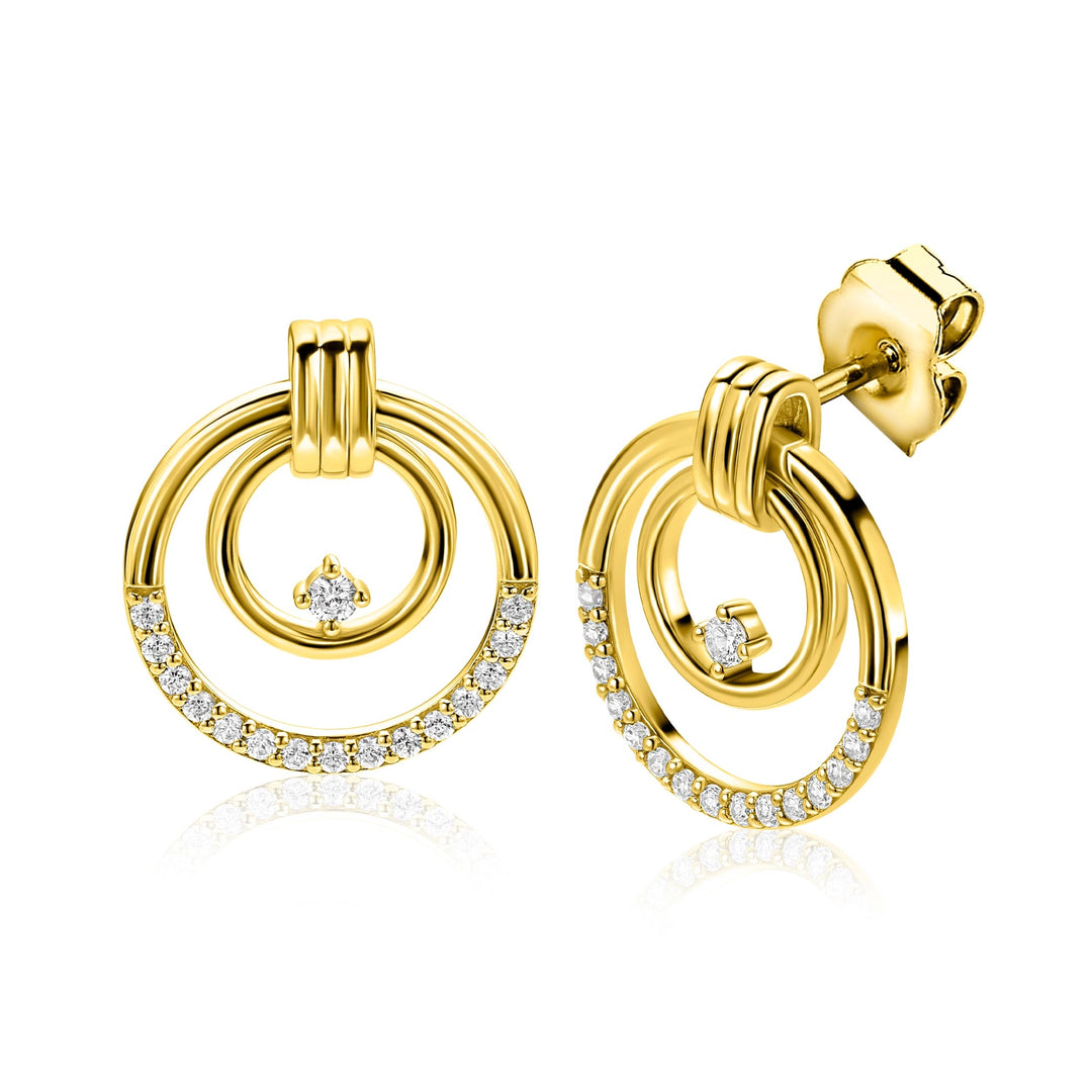 ZINZI goldplated zilveren luxe oorstekers (21mm) ZIO2819