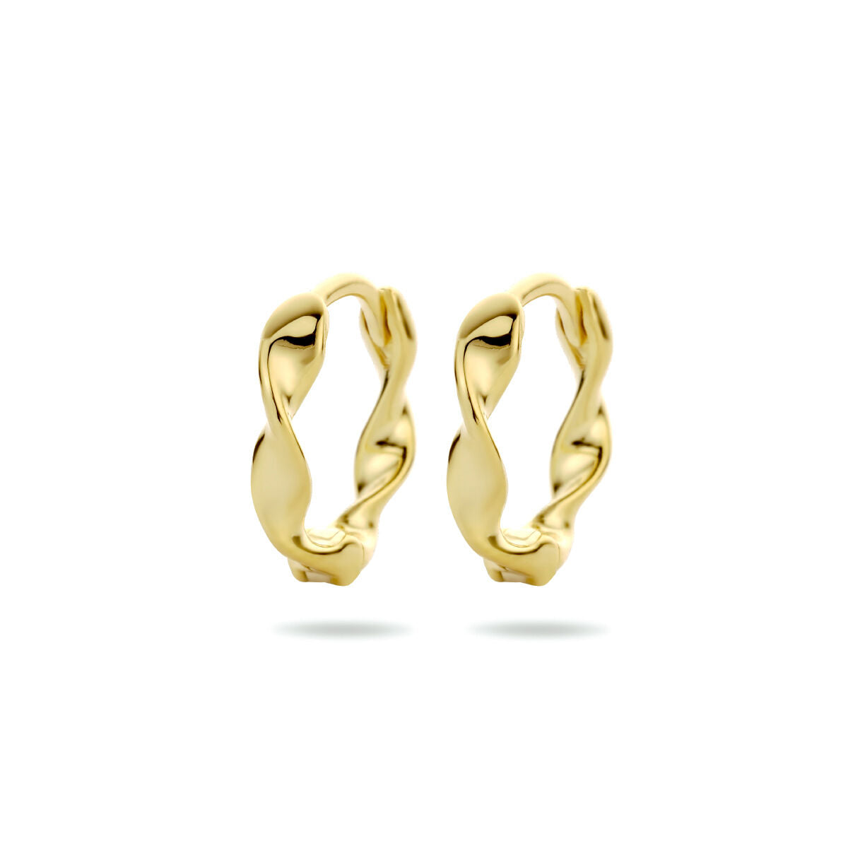 Boucles d'oreilles en argent doré, torsadées, de couleur jaune.