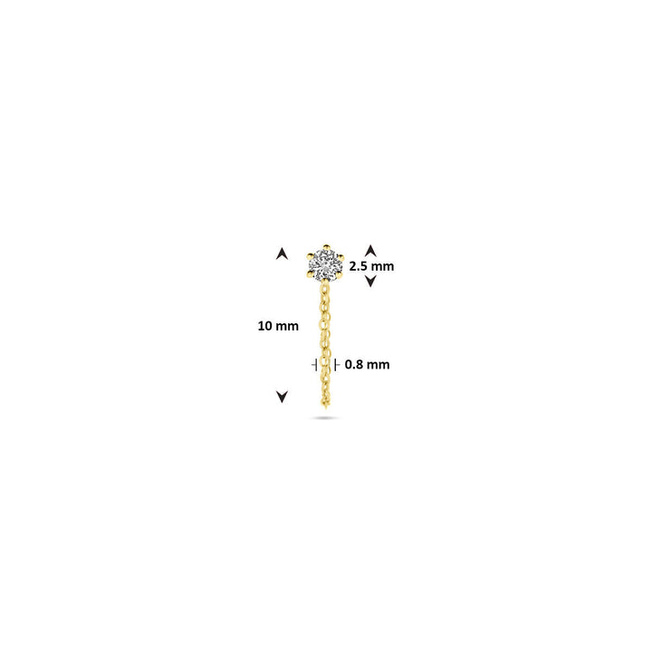 oorknop diamant 0.05ct h si per stuk 14K geelgoud