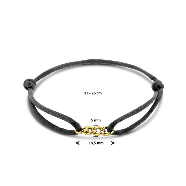 armband satijn 13 - 26 cm 14K goud met rubber/nylon/leer