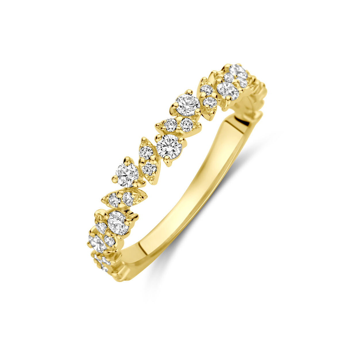 Bague en or jaune 14K ornée de diamants ronds de 0,49 ct.
