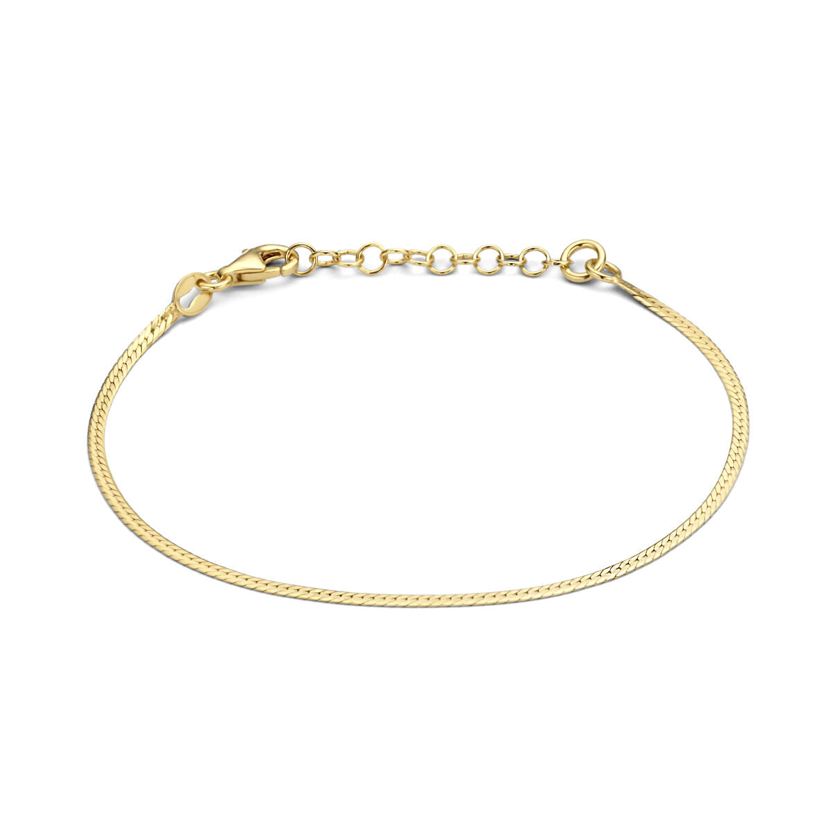 Bracelet en argent doré, plat de 1,7 mm, longueur de 16 + 3 cm, avec fermoir.