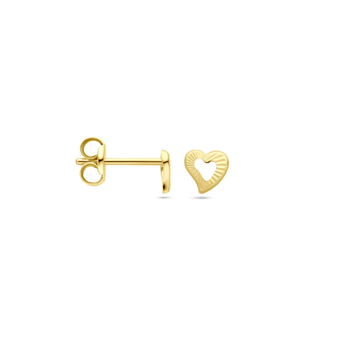 puces d'oreilles cœur 4,5 mm or jaune 14K