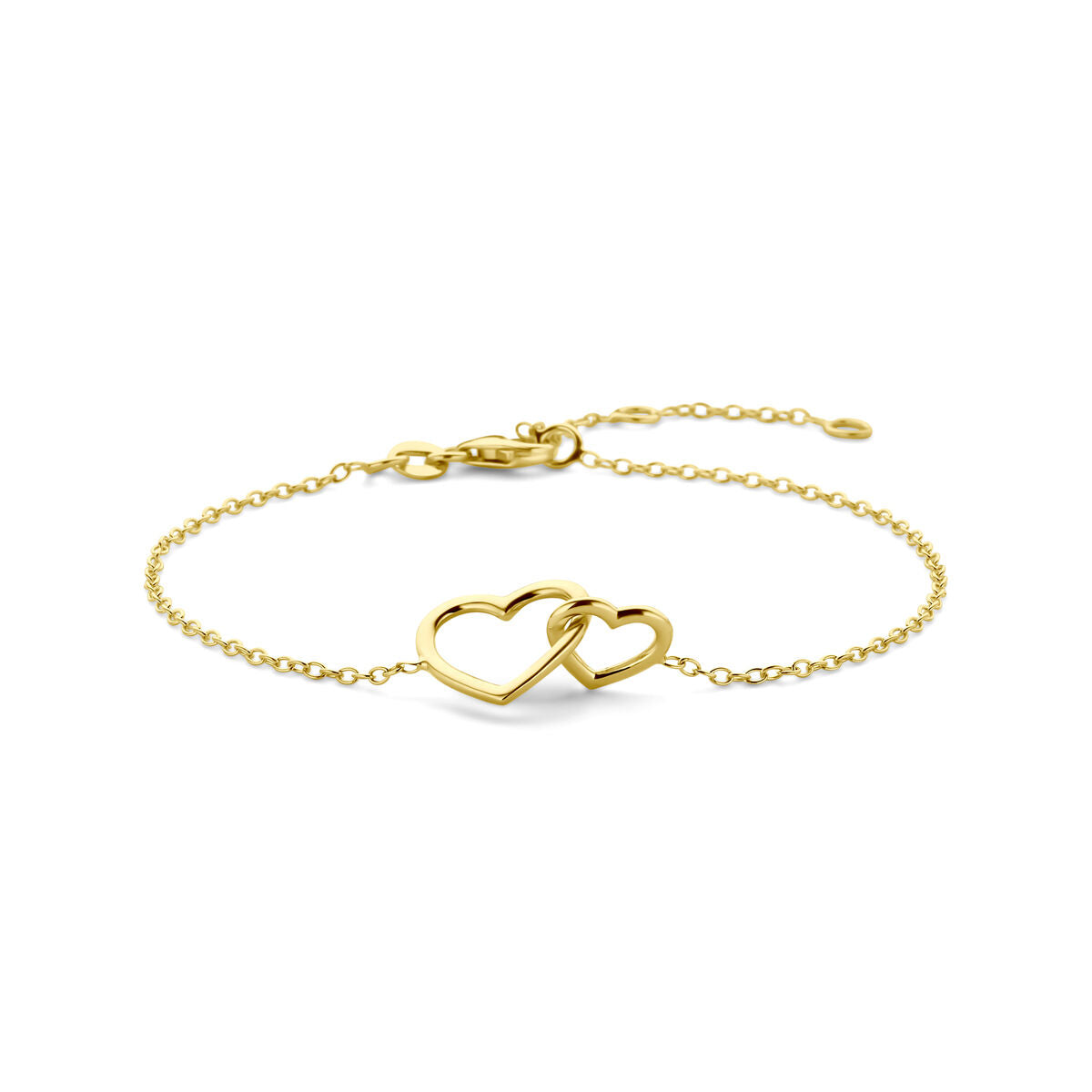 Bracelet en or 14K avec des cœurs entrelacés.
