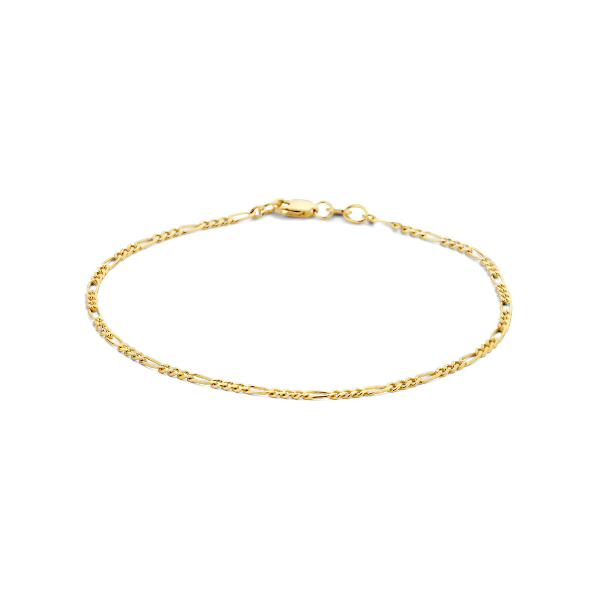 Bracelet en or 14K de style figaro, avec maillons alternés et finition brillante.
