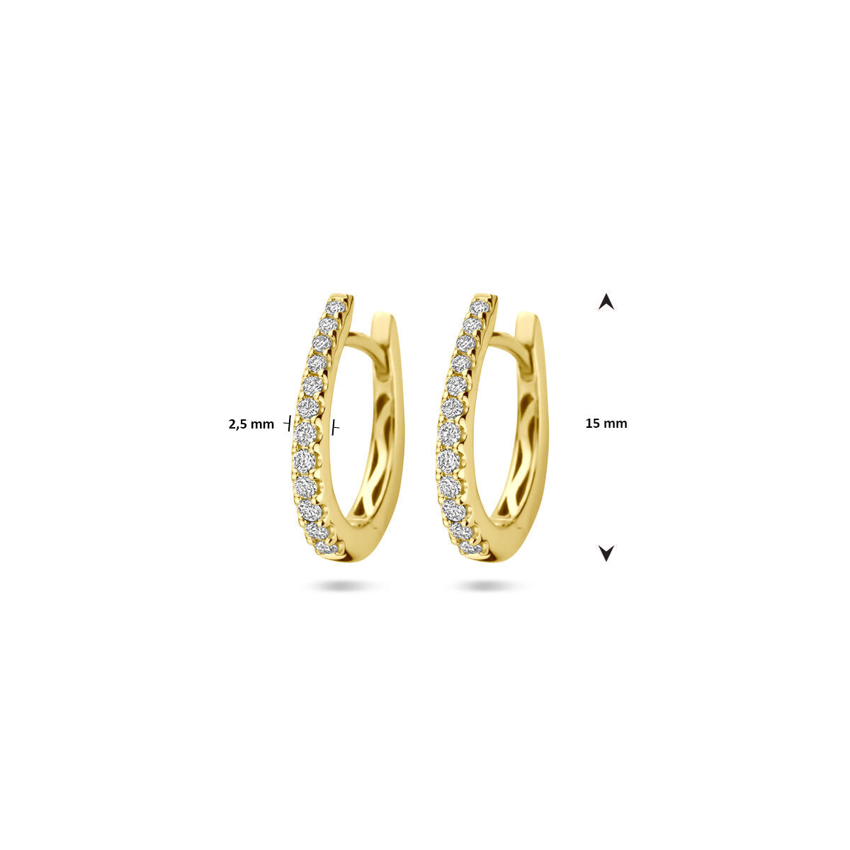 créoles diamant h si 2,5 mm tube or jaune 14K