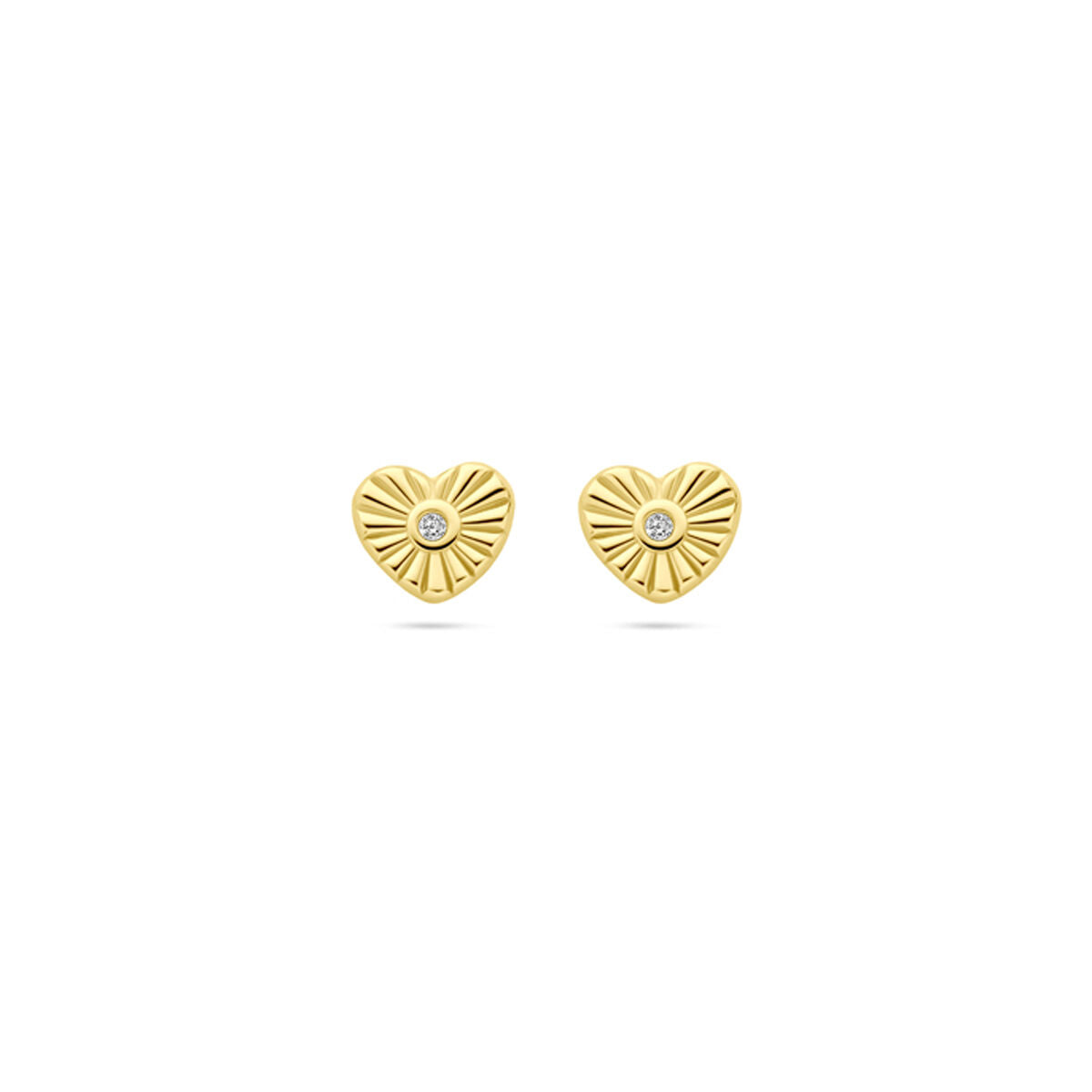 puces d'oreilles cœur zircone 4,5 mm or jaune 14K