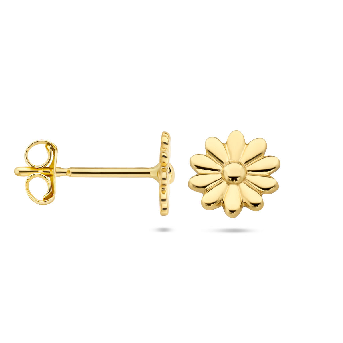 puces d'oreilles fleur 14K or jaune