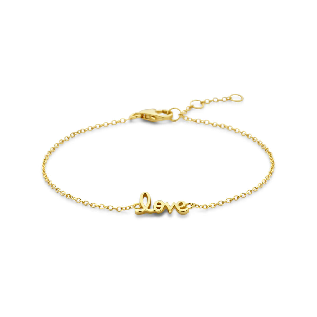 Bracelet en argent doré à l'or 3 microns avec inscription "love".