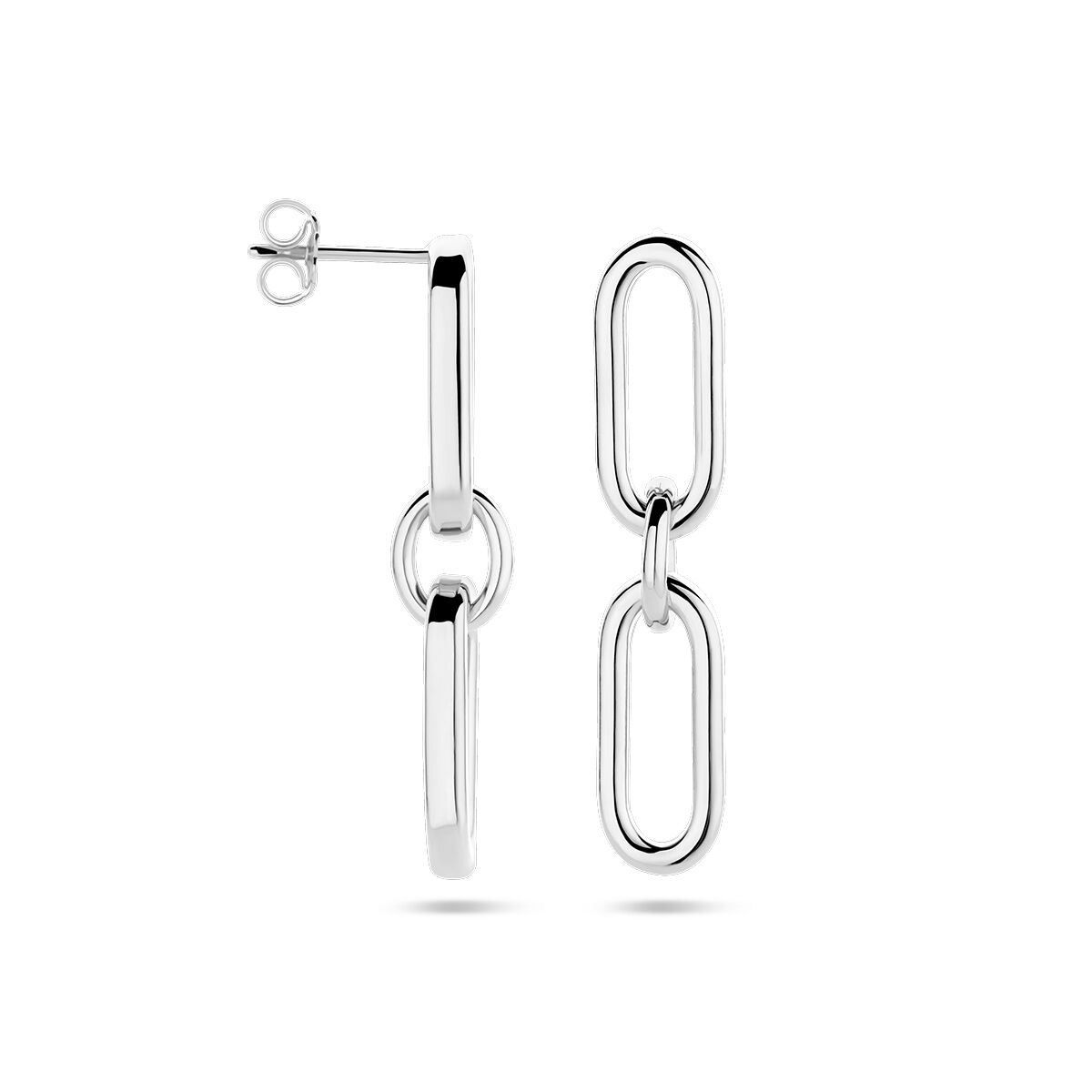 boucles d'oreilles paperclip tube rond argent rhodié