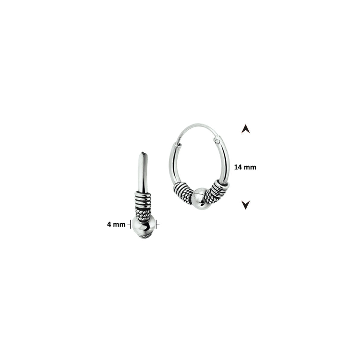 créoles oxi bali 4,0 mm argent oxydé