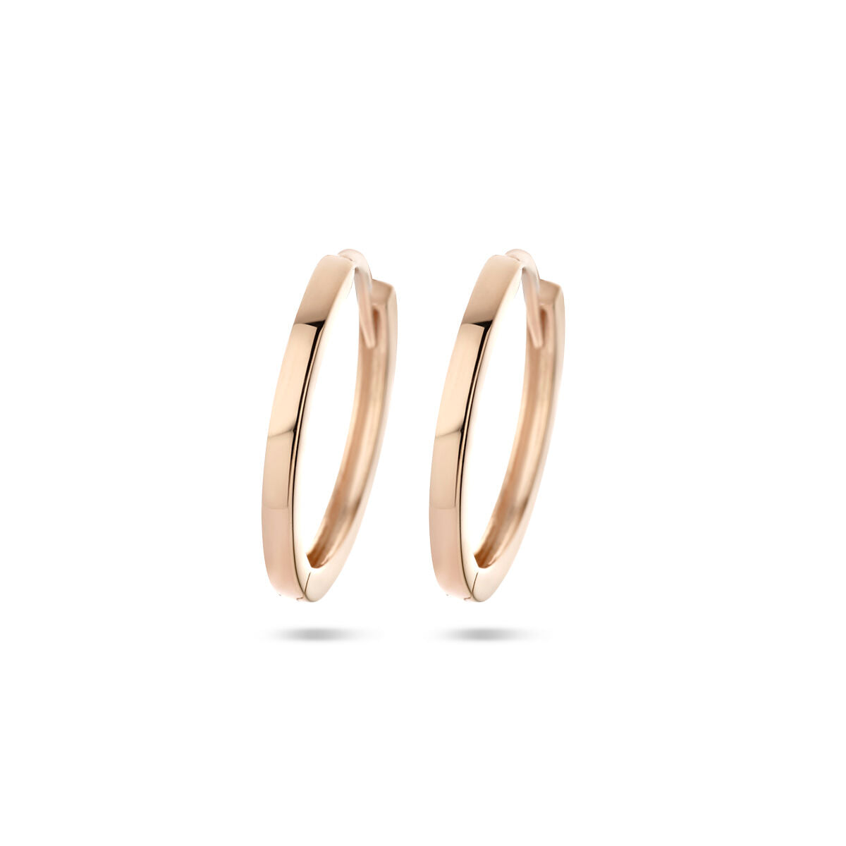 Boucles d'oreilles en or rose 14K, de forme ronde et lisse, avec une finition brillante.