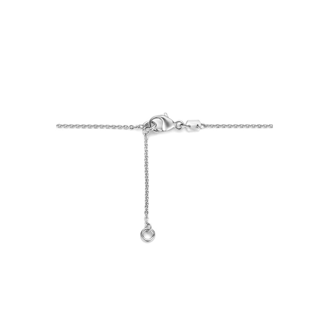 collier zirkonia 41 + 4 cm halo zilver gerhodineerd