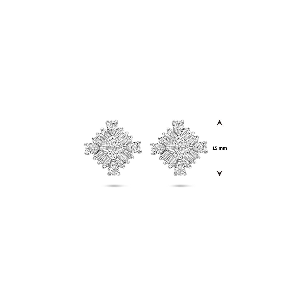 puces d'oreilles zircone 15 mm argent rhodié