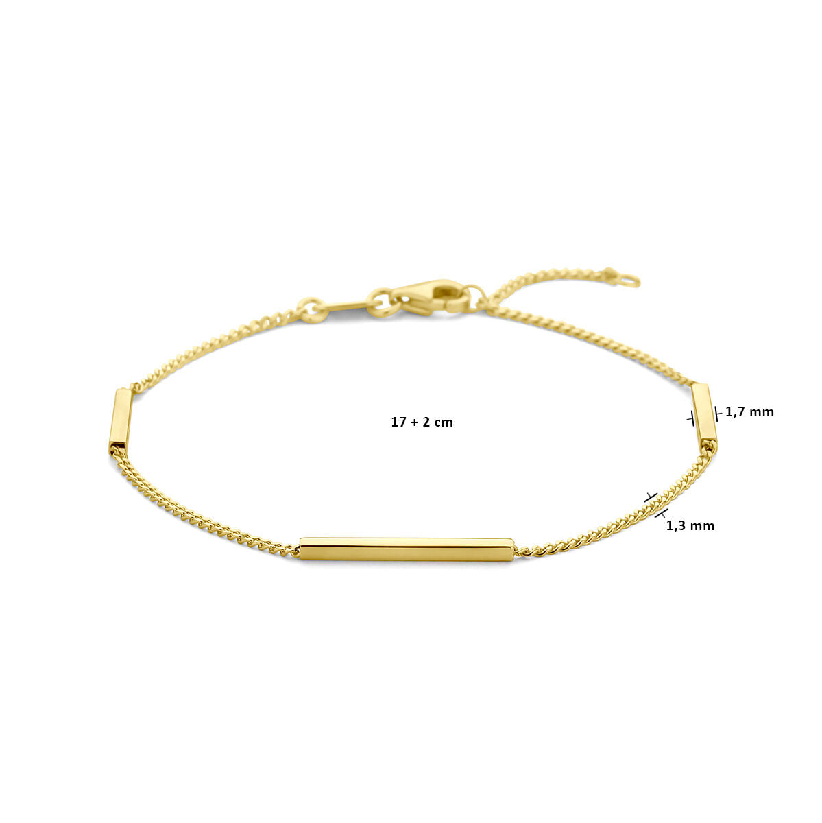 bracelet barres 17 – 19 cm or jaune 14K