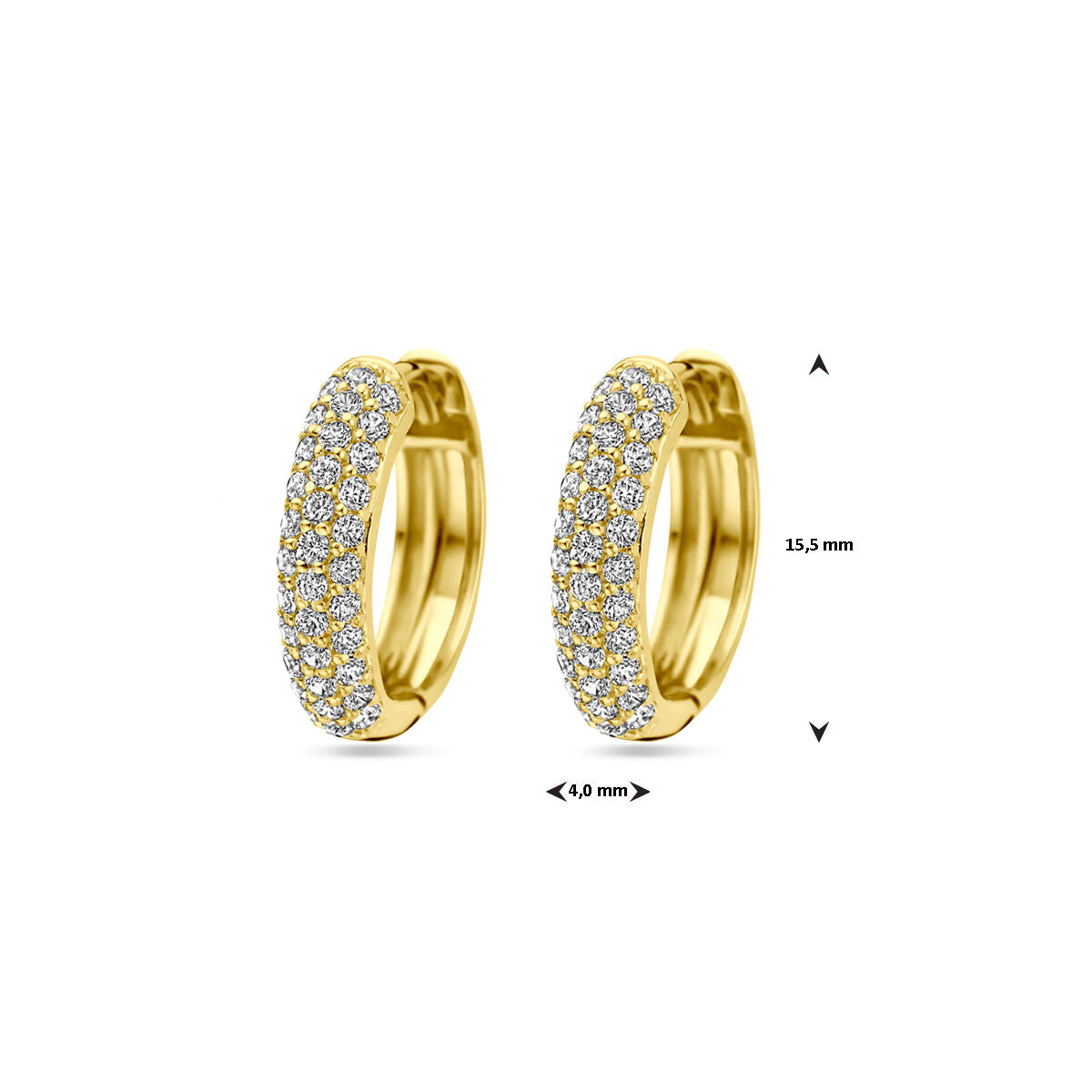 créoles zircone 15,5 mm 1 micron argent plaqué or (jaune)