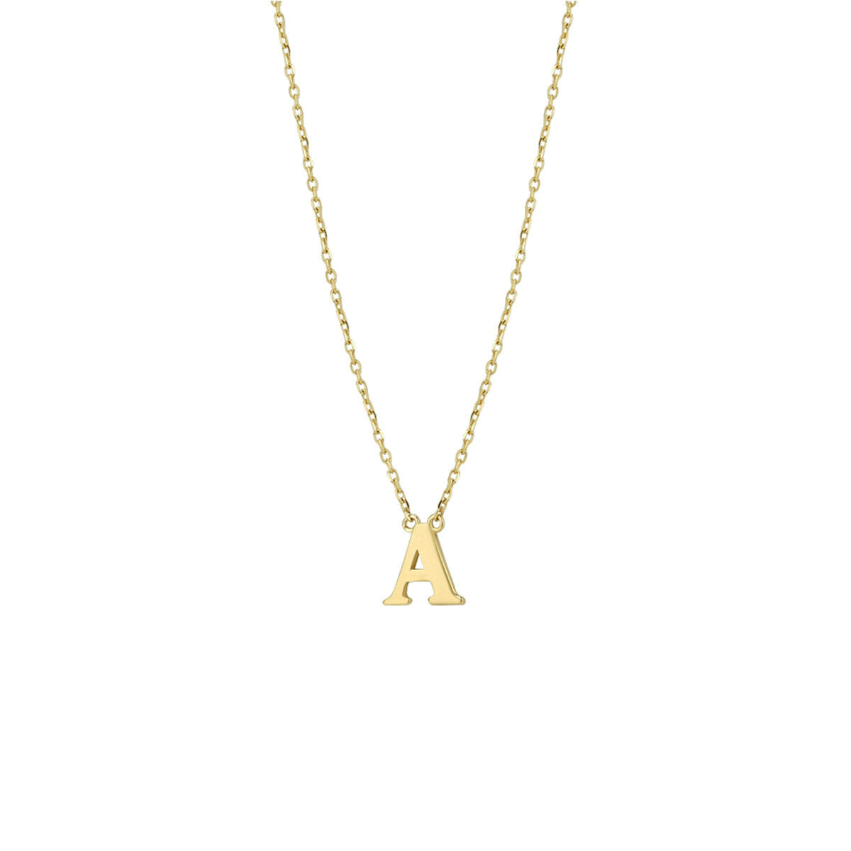Collier en or 14 carats avec une lettre "A" pendante.