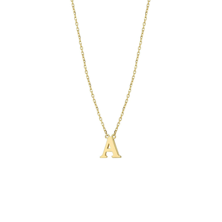De Van der Kooij Collectie Gouden dames ketting letter 14K heeft een eenvoudige, gouden hoofdletterhanger aan een 14k geelgouden anker collier- een elegant sieradencadeau dames.
