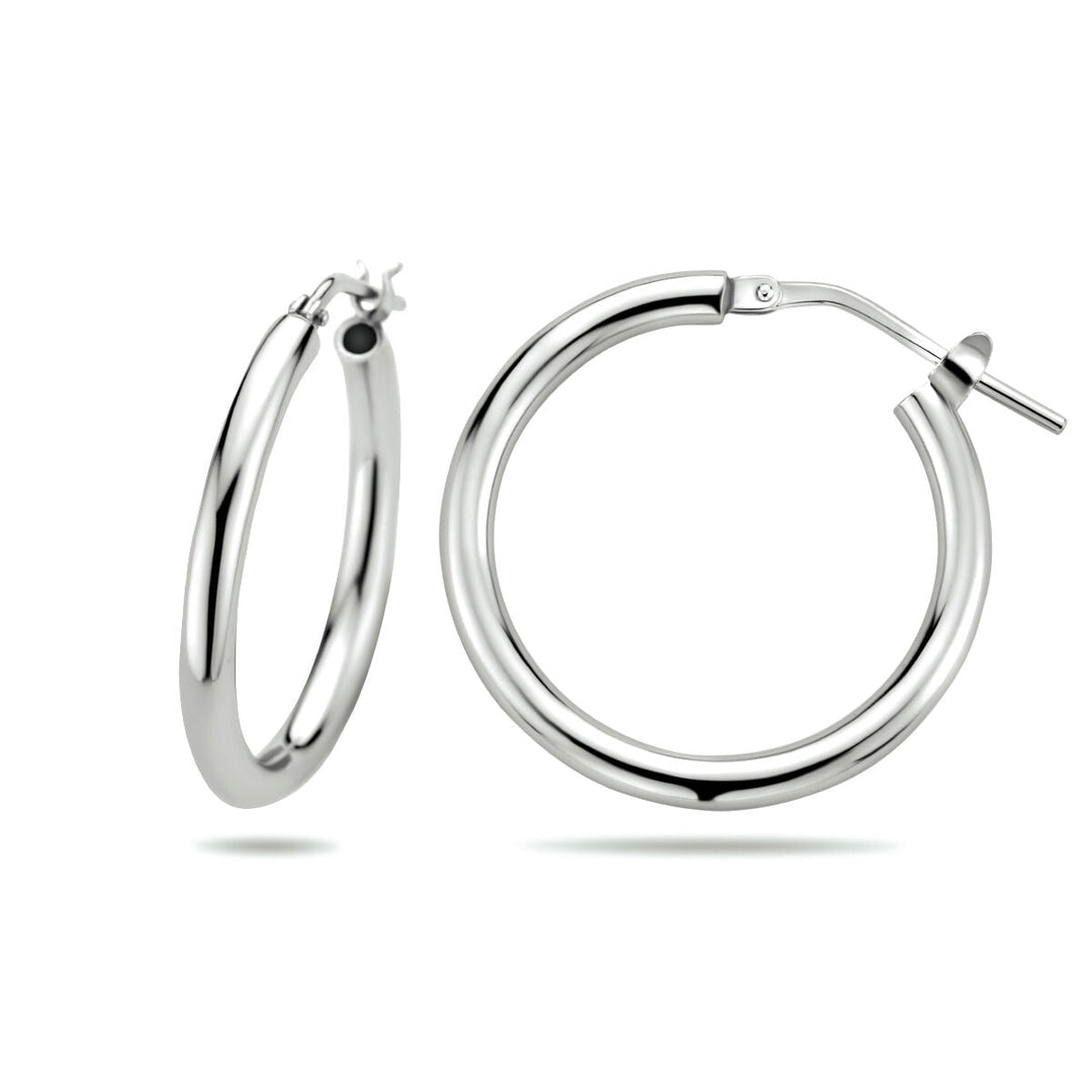 créoles tube rond argent rhodié