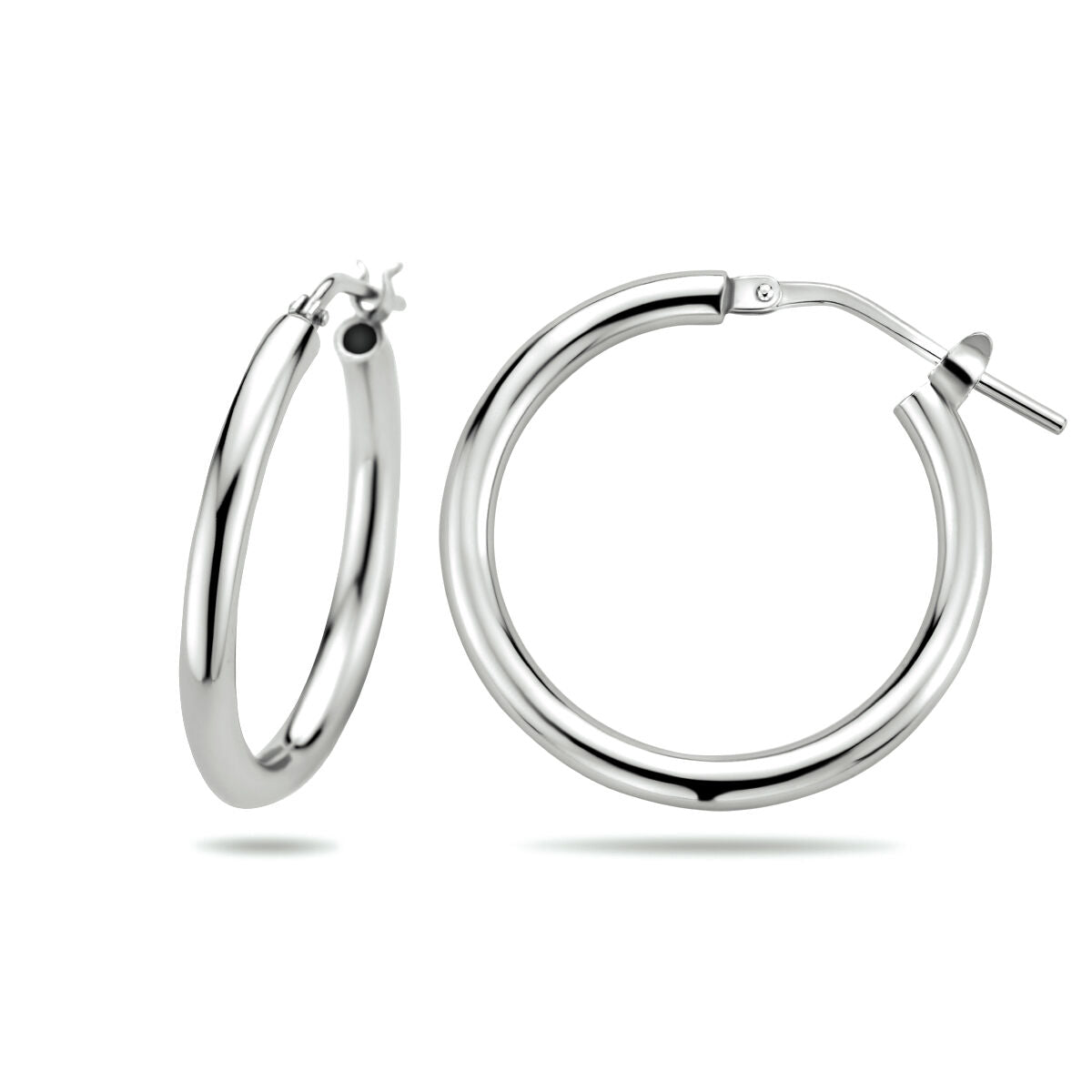 créoles tube rond argent rhodié