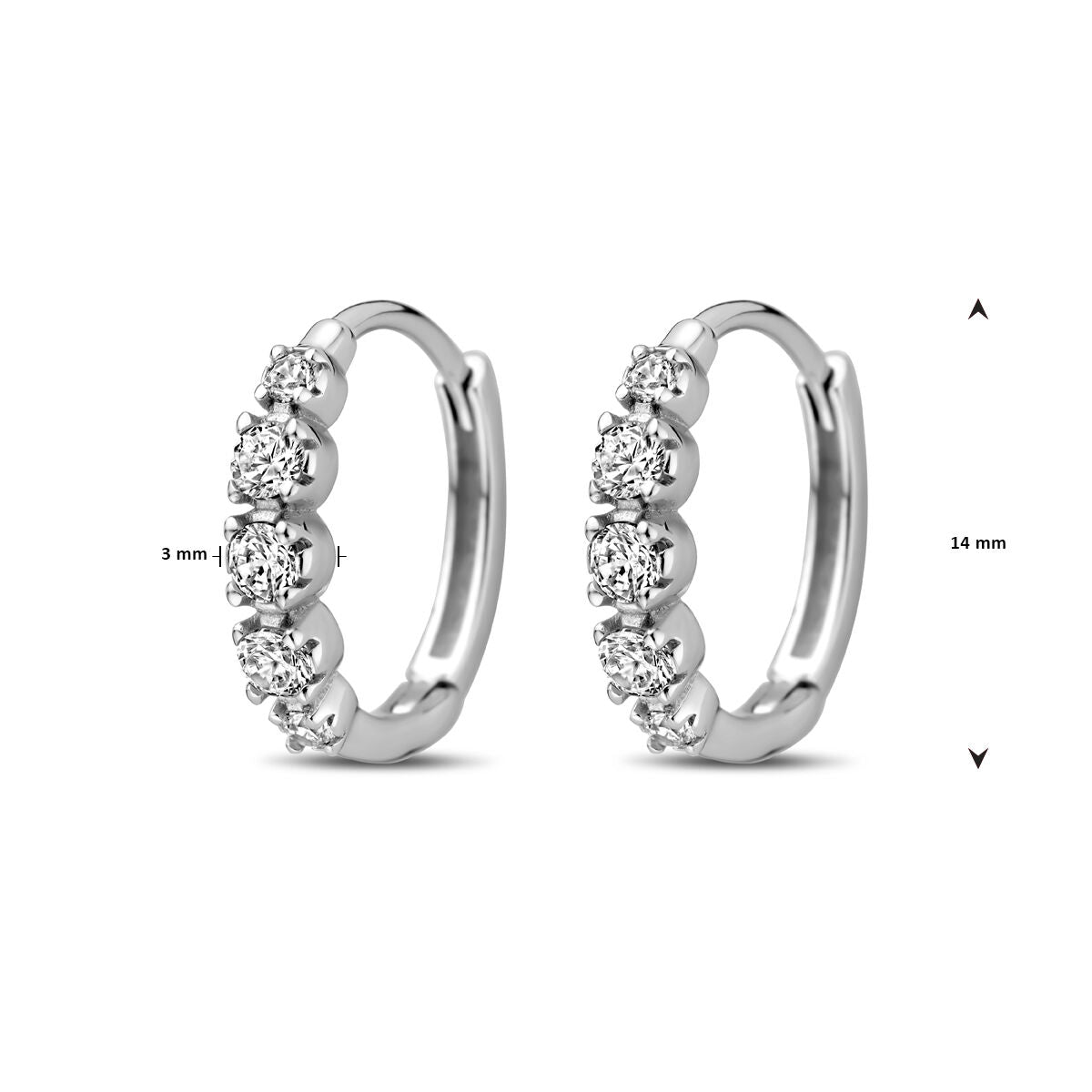 créoles zircone 14 mm argent rhodié