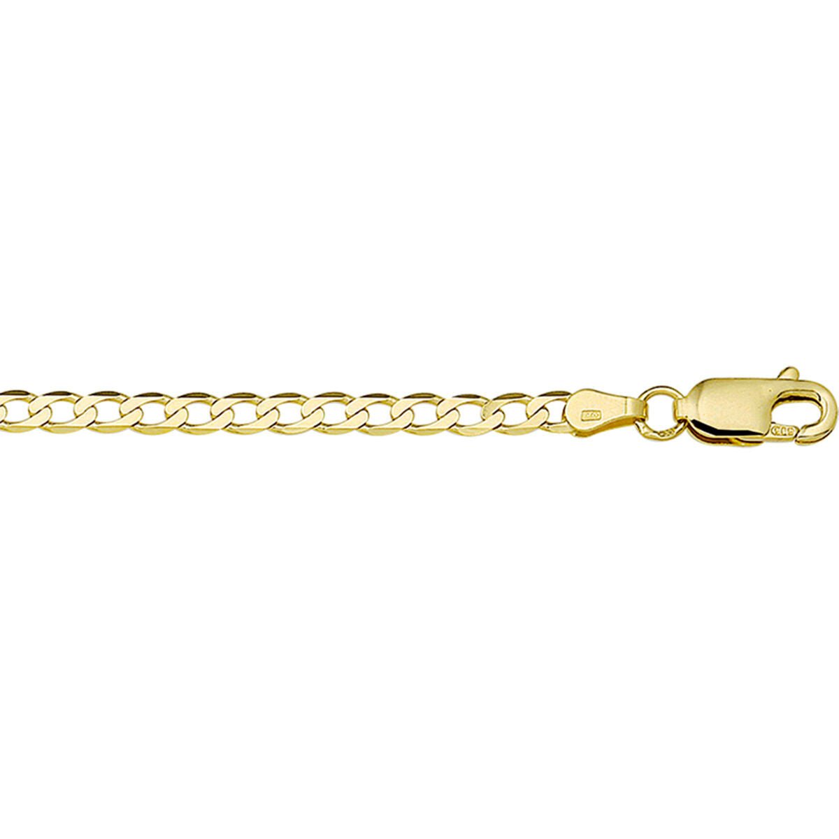 Bracelet en or jaune 14 carats, 3,3 mm, avec maillons à six faces.