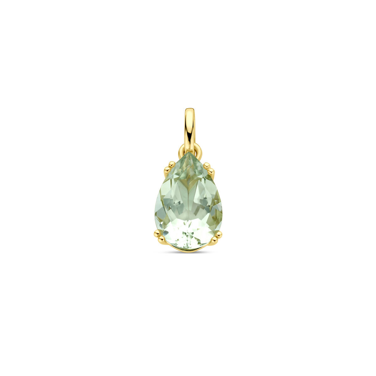 pendentif en améthyste verte en forme de poire de 18 mm, monté sur or jaune 14K.