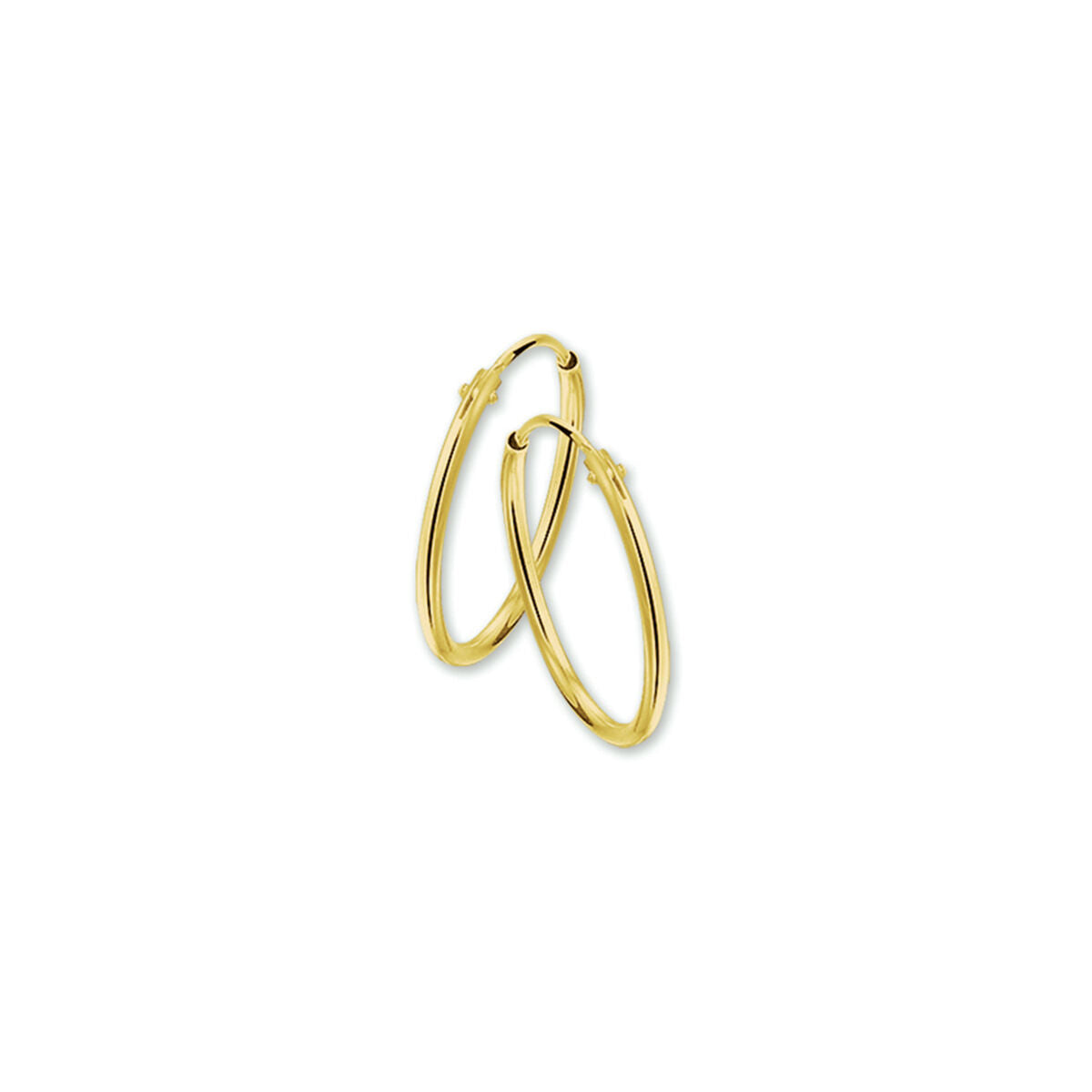 Boucles d'oreilles en or jaune 14 carats, de forme ronde et lisse.