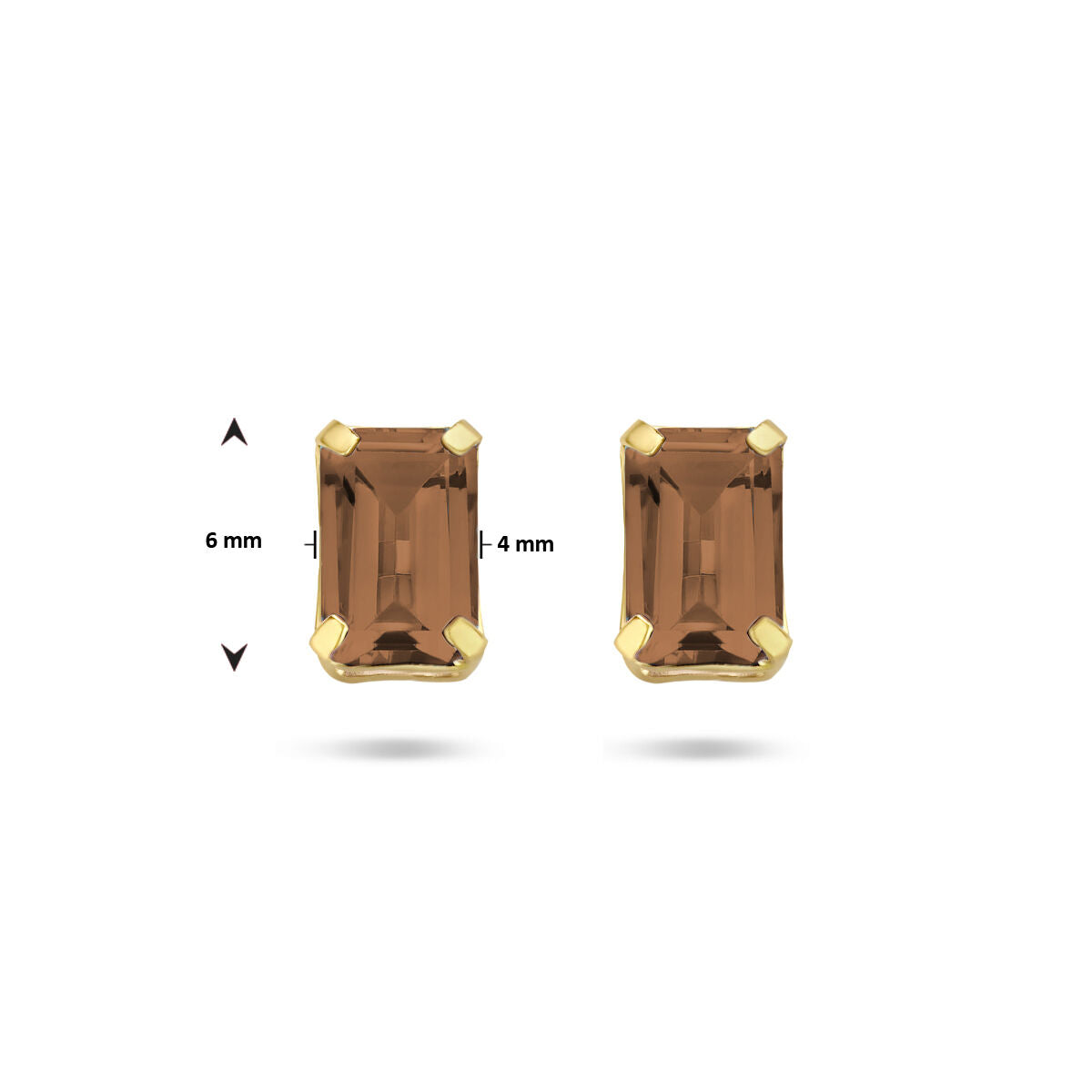 puces d'oreilles quartz fumé 14K or jaune