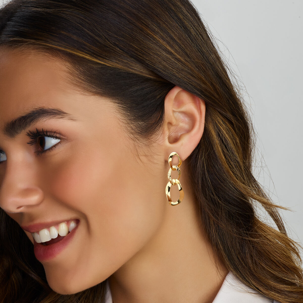 boucles d'oreilles ovales poli/mat 1 micron argent plaqué or (jaune)