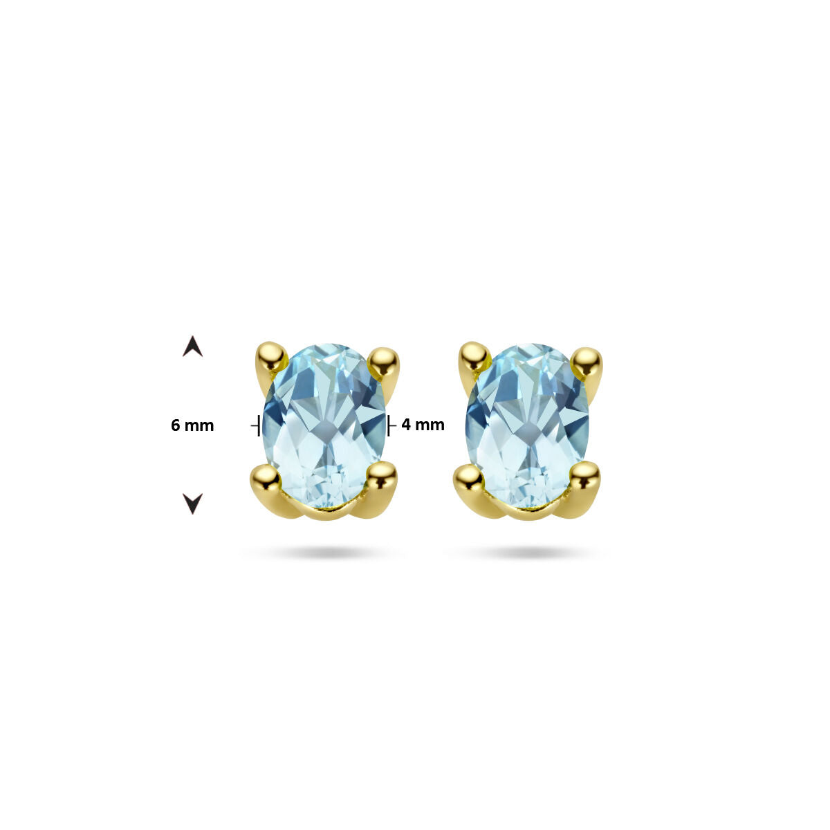 puces d'oreilles topaze bleue 14K or jaune