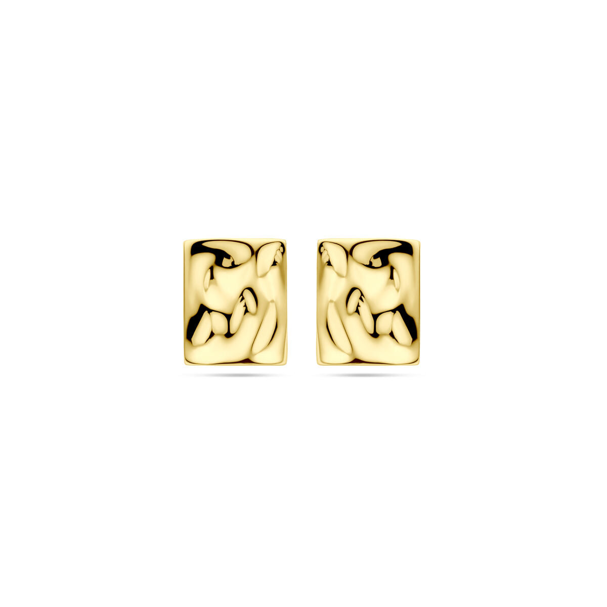 Boucles d'oreilles en argent doré à l'or 1 micron, de forme géométrique et finition martelée.